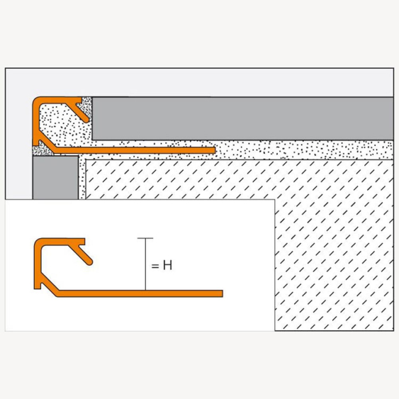 Profilé mur aluminium chromé Q ACGB - 2,5 m