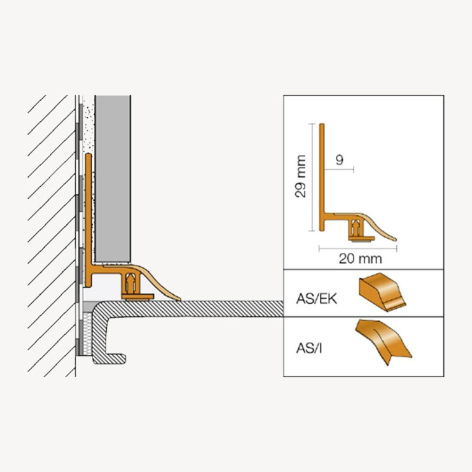 Angle rentrant 90° PVC pour profilé AS 20 BW