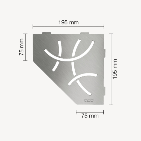 Tablette d'angle à incruster acier inoxydable SE S2 D6 EB - 195x195 mm